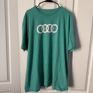 Audi Logo Graphic T-Shirt Men’s 2XL Teal Blue Green Heather Casual Tee USA